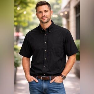 Wrangler Authentics Button Down Shirt 2XT Black Short Sleeve